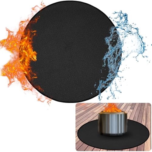 Apipi Feuerschalenmatte für Solo-Herd, Yukon, feuerfeste Grillmatte, Terrassenschutz, 3-lagige, wiederverwendbare runde Grillmatte, leicht zu reinigen, für Solo-Herd-Zubehör, Outdoor, Schwarz