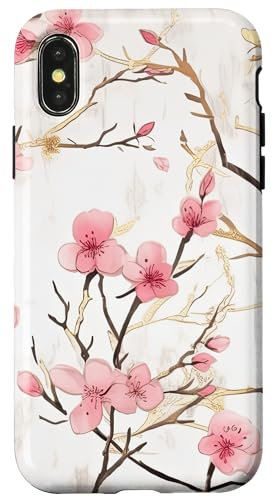 Hülle für iPhone X/XS Japan Rosa Blumen Blumen Kirschblüten Muster