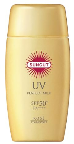 Kose SUNCUT Perfect UV Milk SPF50+ PA++++ 50ml – Waterproof Sunscreen for Face & Body, Long-Lasting UV Protection, Sweat Resistant, Fragrance-Free Japanese Sunscreen