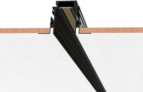 SCON Pista Magnético Lineal con 4 Hilos en Sistemas LED de Riel Magnético Empotrado, Diseño Lineal con Estructura de Aluminio Integrado(Negro/100cm/Sin Transformador Incorporado)