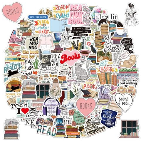Vintage Aufkleber, Sticker Aesthetic für Wasserflaschen, Scrapbooking, Laptops,Wasserfeste Vinyl Aufkleber für Kinder Mädchen Jugendliche (Lesen)