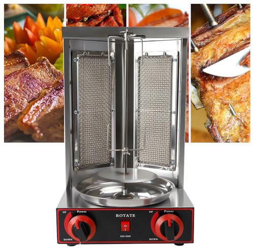 Gas Grill BBQ Grill Vertikalgrill 3000W Zwei Brennern Gyrosgrill Tischgrill 360° Drehbar Dönergrill für zu hause Outdoor,Camping