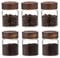 Foyofly Glass Jars with Lid Spice Jars With Screw Wooden Lids Airtight Kitchen Storage Jar Canister for Sea Salt Paprika Herbs Cinnamon Coffee Seasoning Fermenting Pickling