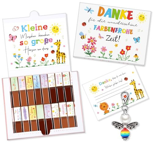 Perthlin Danke Schokolade Aufkleber Set für Lehrer und Erzieherin Schutzengel Anhänger Abschiedsgeschenk Karte Lehrerin Geschenk zum Abschied für Lehrertrag Kindergarten Kita Lehrer (Blume)