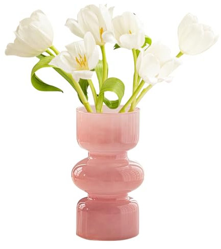 Jumuao Blumenvase Glas,Kreative Blumenvase Bubble Vasen Deko, Moderne Glasvasen Klein Hydroponic Tulpenvase,Kleine Vasen für Tischdeko,Glasvase für Haus/Büro/Hochzeit/Party (Rosa)