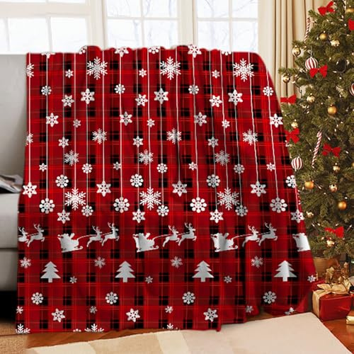 WZXGHE Weihnachtsdecken,Flauschig Und Weich Weihnachts Flanell Kuscheldecke,Für Teens Erwachsene Weihnachtsdecke Sofa (Weihnkariert, 150x200cm)