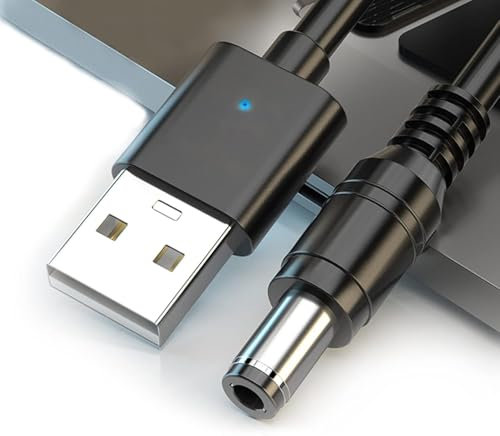 WITRNCPY USB to DC Stromkabel, QC-Trigger-Kabel [QC2.0/3.0-kompatibel] DC-Stecker Außendurchmesser 5,5 mm/Innendurchmesser 2,5 （2,1 mm ） (mit Kontrollleuchte (9V))