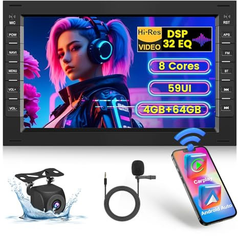 Inefala 8 Core 4+64G Android 13 Radio de Coche para VW T5 Golf 4 Bora Polo MK5 Passat B5 Sharan Jetta con Inalámbrico Carplay Android Auto, Pantalla táctil de 7 Pulgadas con GPS WiFi BT DSP 59UI