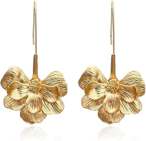 TOFBS Ohrring Damen Goldene Ohrringe Mode Zarte Blume Metall Blatt Ohrring Geeignet für Alle Gelegenheiten Mode Trend Dekoration（Gold）