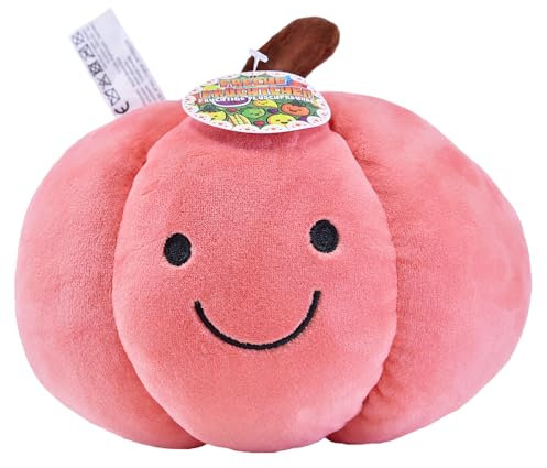 Kögler 97363 - Supersofter Plüsch Kürbis, Freche Früchtchen Squishy, flauschig-kuscheliges Plüschtier mit Gesicht, ca. 20 cm