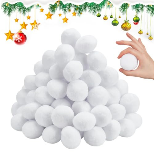nbeads 100 STK. Weißer Polyester Schneeball, 5x4cm Weißer Plüsch-Schnee Softball Künstliche Schneebälle Realistische Schnee Plüsch Bälle für Winter Schneekampf Weihnachtsdekorationen