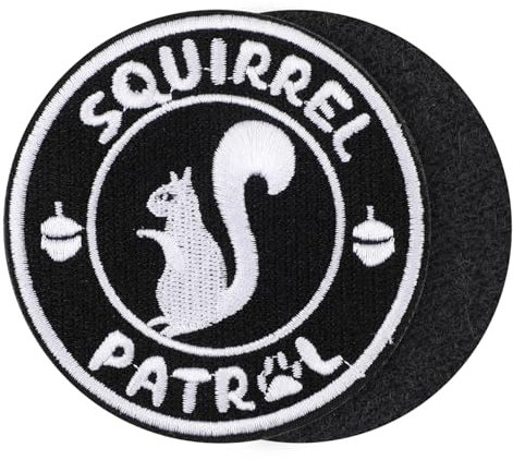 Squirrel Patrol Patch, 3 Inch Magic Adhesive Embroidered Squirrel Patch Funny Embroidered Animal Patch Applique Squirrel Sew Iron On Patch for Backpacks Hats Dog Vests Harness