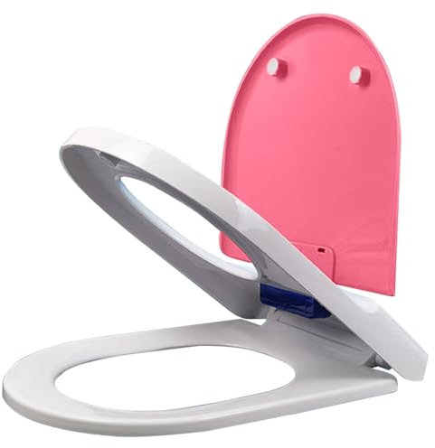 Soft Close Family Toilet Seat with Quick Release for Easy Clean Standard Size D Shape Toilet Seat (Light Pink)