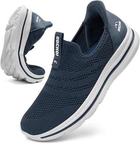 Zapatillas Slip-On Hombre Sin Cordones Deportivas - Zapatos para Caminar con Punta Ancha, Zapatillas de Running Ligeras Outdoor Transpirables para Carrera en Carretera-SHENLAN-XIN-43