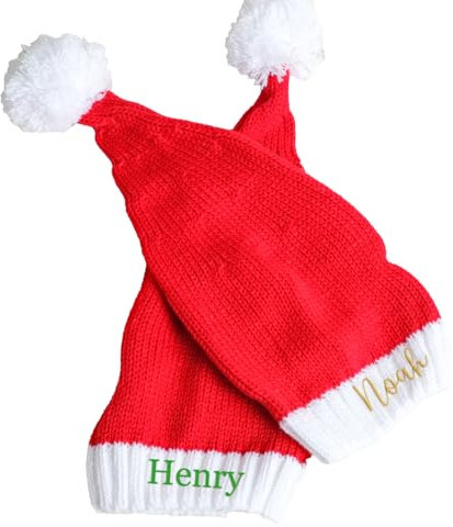 REQTYUI Personalisierte Baby- und Kleinkind-Weihnachtsmannmütze, personalisierbar, bestickt, mit Namen, einzigartiges Geschenke für Kinder, Mütze 1