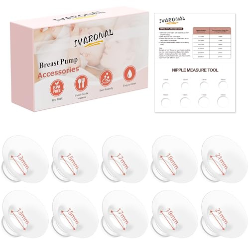 10pcs Flange Insert 13/15/17/19/21mm*2 pcs Compatible with Momcozy Air1/W1/M9/M6/M5/S12 Pro/V1 Pro/V2 Pro,for Spectra/Medela/MomMed/eufy/Lansinoh/Elvie Breast Pump