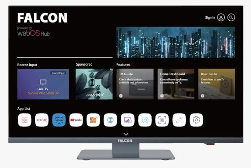 Falcon 24 inch TV WebOS SMART TV Wifi Camping – 12V/24V, Integrated DVD Player, Bluetooth 5.0, USB, Streaming, Freeview, Netflix, Prime Video, pitch perfect Television for Campervan, Motorhome IPTV