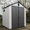 BPS Grand Outdoor Apex Garden Plastic Storage Shed 6 x 8ft Grey | All Weather Resistant | Zero Maintenance | Easy Assembly | Built In Floor