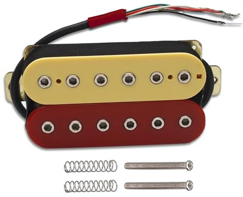 Humbucker for E-Gitarre mit verstellbarer Sechskantschraube, Doppelspule, Coil-Split-Tonabnehmer, 6 Saiten, N7,5K, B15K-Ausgang, Elfenbein, Rot(Neck Pickup)
