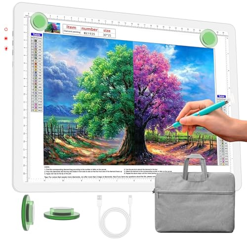 Phylosal Wiederaufladbares A4-Lichtpad mit Tragetasche, ultradünner magnetischer Tracing-Lichtkasten zum Zeichnen, Diamant-Kunstmalerei Leuchttafel mit Seitentaste, superheller Leuchttisch zum