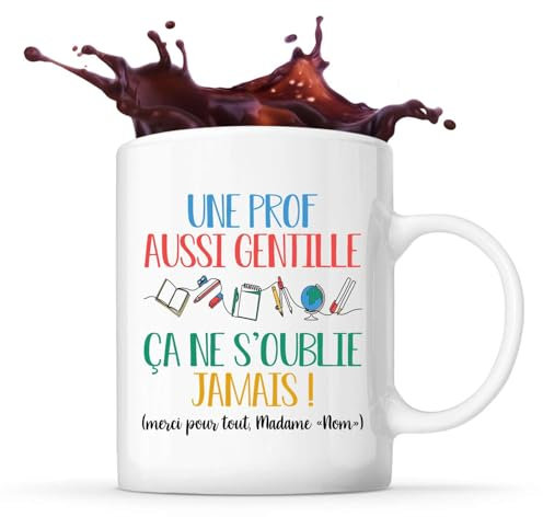 Planetee Mug Personnalisable Prof aussi gentille| Tasse Originale Cadeau Remerciement fin d'Années Maitresse d'école Maternelle Professeur Institutrice Prof Noël