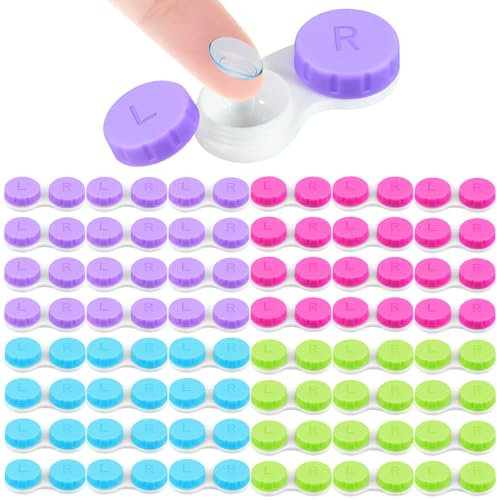 KISEER Kontaktlinsenbehälter, bunt, niedlich, 48 Stück (4 Farben)