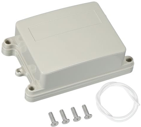 PATIKIL 6.18 Inch Junction Box, Electrical Enclosure Box ABS Plastic Waterproof Outlet Plug Cover Cord Protector with Mounting Plate for Outdoor Indoor Electric Project, White/Grey