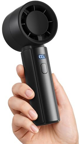 gaiatop Mini Handheld Fan Rechargeable, 1-100 High Speed Turbo Cooling, 4000mAh Battery Portable Pocket Small Hand Fan Powerful, Summer Outdoor Travel Essentials, Dad Gifts for Men Women, Black