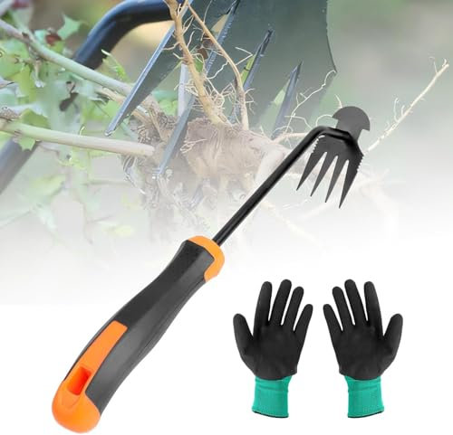 ROTKUSZ Arrache Mauvaise Herbe 4 Dents Desherbeur Manuel Polyvalent Desherbeur Mauvaise Herbe Outil avec Poignée Désherbeurs Manuels pour éliminer Les Mauvaises Herbes du Jardin