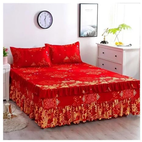 VONCYKI Laken Mode Moderne Tagesdecke Dickes Prinzessin Bettlaken King Queen Size Elastisches Einzelbett Doppelbett Bettlaken (Farbe 13,1 Stück 180 x 200 cm)