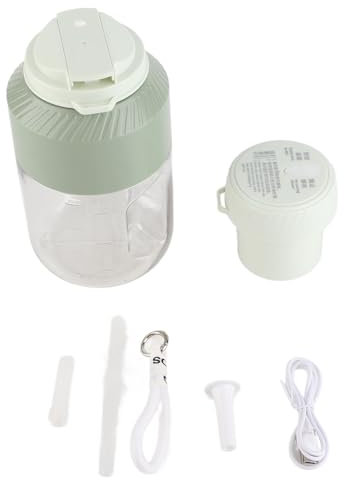 Portable Blender 1L Cordless Rechargeable Powerful 18000 RPM 10 Blade Travel Blender for Outdoor Gym Party Made of Food Grade PC Material (Green)