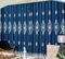 Wycian Rideau Cuisine Japonais Rideau Bleu Foncé 2 Panneaux Fil de Tissu Motif de Broderie 86L x 160H Cm