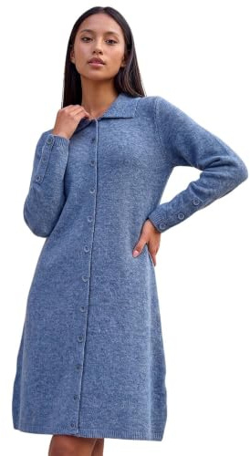 Roman Petite Collared Knit Shift Dress for Women UK - Ladies Everyday Autumn Winter Shirt Collar Comfy Soft Evening Vacation Work Party Night Out