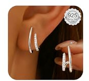 Diamday Boucles d'oreilles en argent 925 et argent sterling 925 hypoallergéniques avec zircons pour oreilles sensibles - Petites boucles d'oreilles décoratives - Cadeau tendance