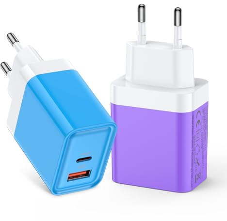 2 Pack Ladegerät USB C Samsung, 20W Dual Port USB-A & USB-C Handy Ladegeräte Netzteil Stecker Adapter Schnellladegerät für Samsung Galaxy S26/S25 Ultra/S24/A57/A17/A16/A56/A55/A36/A26, iPhone 17/16/15
