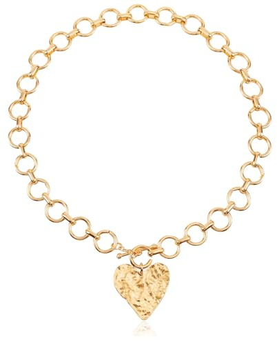KASLCWA Collier Femme Coeur, Collier Plaqué Or avec Pendentif en Forme de Cœur, colliers pendentif coeurs épais chaîne pour la Saint-Valentin et la Fête des Mères