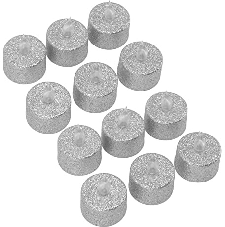 LED Candle Light Flameless Battery Operated Decorative Electronic Tea Light for Christmas Wedding 12pcs (Silver)