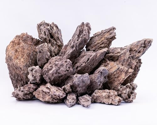 NatureHolic Lila Drachenstein Yaki Stone | Dunkel-lila Aquarium Stein | wasserneutral mit dramatischer Struktur | Aquascaping Hardscape Steine Deko für Aquarien I Größe S: 6-12cm