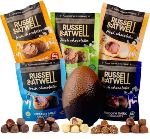 Russell & Atwell Fresh Chocolate | Luxury Chocolate Gifts | UK Made | Easter Egg Mini Monty (Milk/Dark Marbled)
