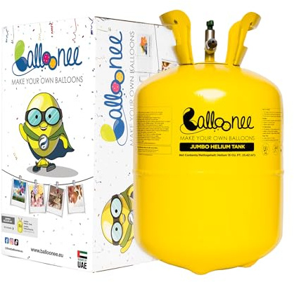 Balloonee Jumbo Einweg-Helium Party-Set, Heliumgasflasche für ca. 50 Ballons | 400 Liter Heliumgas zum Befüllen von Folien- und Latexballons | Ideal für Geburtstags- und Hochzeitsdekorationen