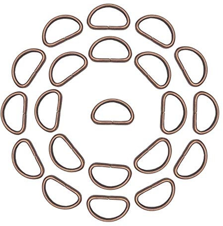 Trimming Shop D-Ring-Verschlüsse aus Nicht geschweißtem Metall, strapazierfähig, für Handtasche, Rucksack, Gurtband, Geldbörse, Hundehalsbänder, Gürtel, Heimwerkerzubehör, 25 mm, Kupfer, 10 Stück