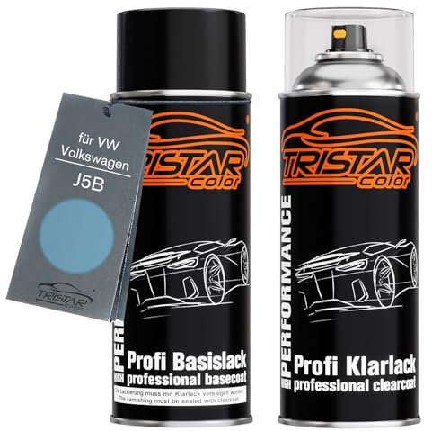 TRISTARcolor Autolack Spraydosen Set für VW/Volkswagen J5B Eisblau Basislack Klarlack Sprühdose 400ml