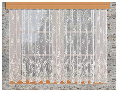 kollektion MT Florentiner-Store Frederika Ecru Sekt mit hochwertiger Florentiner Tüllstickerei Fondstickerei Gardine 175 x 600 cm