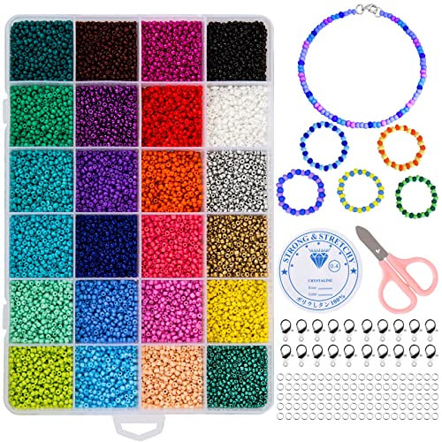 Naler Cuentas de Colores 2mm Mini Cuentas y Abalorios Cristal para DIY Pulseras Collares Bisutería (24 Colores)