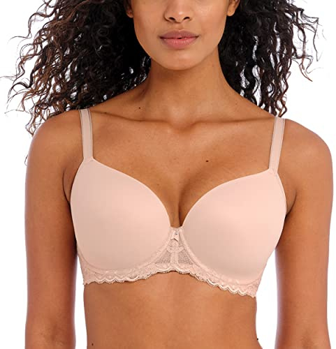 Freya Women's Offbeat Underwire Demi Molded Plunge T-Shirt Bra, Opaque, Natural Beige, 30GG US