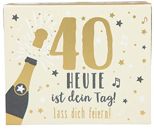 Depesche 11145-003 Wunscherfüller Soundbox zum 40. Geburtstag, mit Melodie und Geldbrief, ca. 11,2 x 9,5 x 3,5 cm