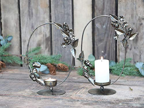 Chic Antique Kerzenhalter Kranz für Stumpenkerzen antik Messing 28cm Weihnachten Deko Metall