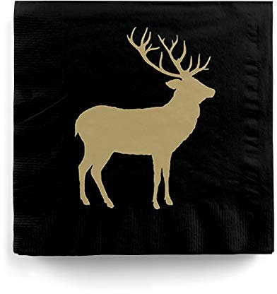 Horror-Shop Hirsch Silhouette Servietten Schwarz Gold 20 Stück