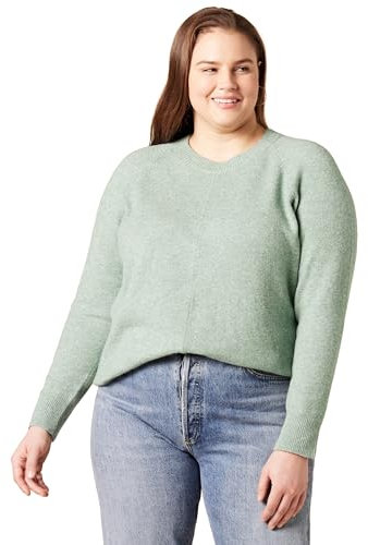 Amazon Essentials Maglione Girocollo a Maniche Lunghe Morbido al Tatto, vestibilità Classica Donna, Verde Salvia Puntinato, XL