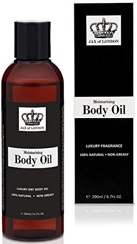 Jax of London Oud Body Oil 200ml – Unisex Fragrance for Men & Women – 100% Natural Ingredients – Vegan & Alcohol-Free – Moisturising Oil for Skin Hair & Massage – Helps Stretch Marks – Made in UK